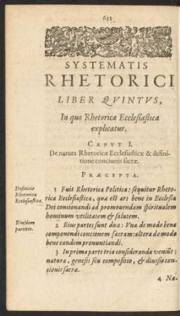 Caput I. De natura Rhetoricae Ecclesiasticae & definitione concionis sacrae.