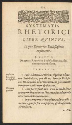 Caput I. De natura Rhetoricae Ecclesiasticae & definitione concionis sacrae.