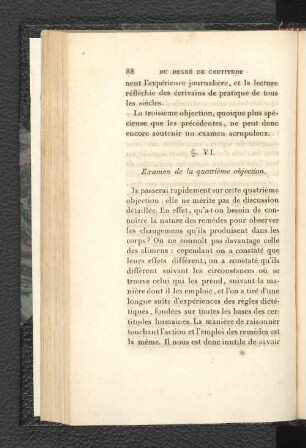§. VI. Examen de la quatrième objection.