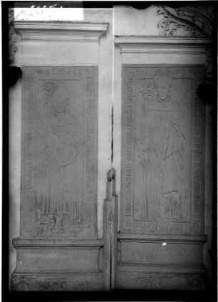 Schöntal Kloster Schöntal Südliches Langhaus Denkmalstein Abt Elias Wurst (gestorben 1557) und Abt Erhard Oeser (gestorben 1533)