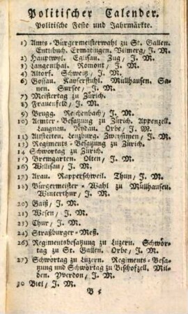 Helvetischer Calender, 1794