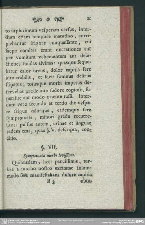 §. VII. Symptomata morbi subito invadentis
