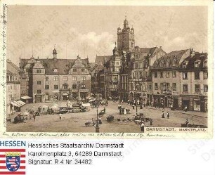 Darmstadt, Marktplatz mit Marktständen