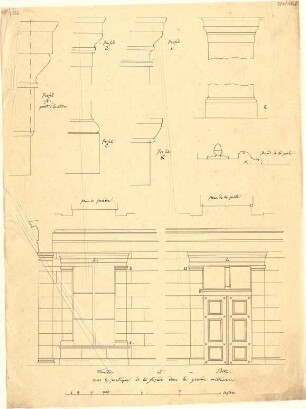 Klenze, Leo von; St. Petersburg (Russland); Eremitage - Fenster u. Tür (Aufrisse, Details)
