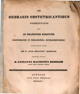 De Hebraeis obstetricantibus commentatio