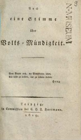 Auch eine Stimme über Volks-Mündigkeit