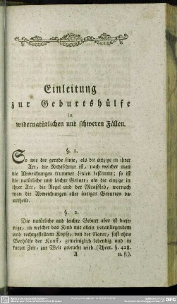 Einleitung zur Geburtshülfe in widernatürlichen und schweren Fällen