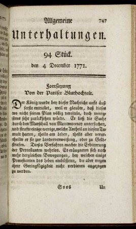 94 Stück. den 4 December 1771.