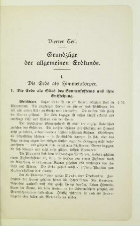Vierter Teil. Grundzüge der allgemeinen Erdkunde