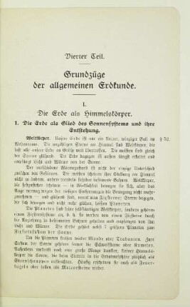 Vierter Teil. Grundzüge der allgemeinen Erdkunde