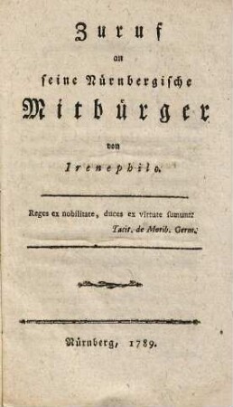 Zuruf an seine Nürnbergische Mitbürger