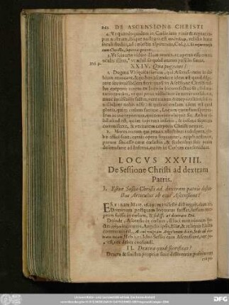 Locus XXVIII. De Sessione Christi ad dextram Patris.