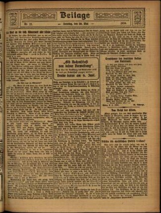 Zweite Ausgabe vom Sonntag, den 30. Mai 1920.