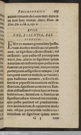XVIII. Ens, Essentia, Existentia