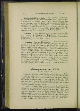 Correspondenz aus Wien