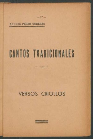 Cantos tradicionales : Versos criollos