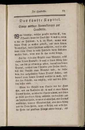 Das fünfte Kapitel. Einige nöthige Anmerkungen zur Quadrille.