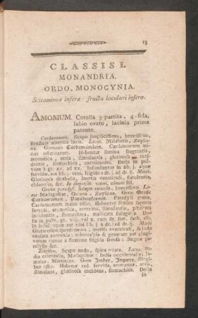 Classis I. Monandria. Ordo, Monogynia.