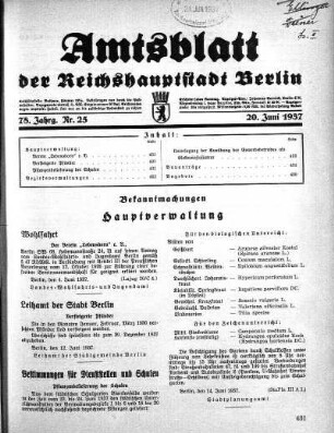1937,25: Nr. 25, 20. Juni 1937