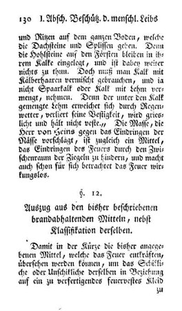 §. 12. Auszug aus den bisher beschriebenen brandabhaltenden Mitteln, nebst Klassifikation derselben.