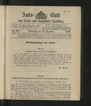 No. 267, 22. Dezember 1920