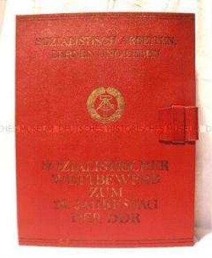 Dokumentation der Wettbewerbsergebnisse der Wismut zum 20. Jahrestag der DDR, in Kassette
