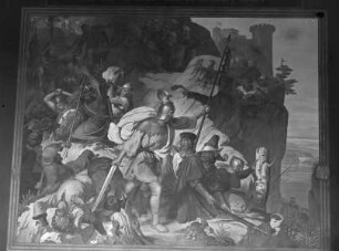 Gemäldezyklus zur Geschichte der Wittelsbacher: Otto von Wittelbach befreit das deutsche Heer im Engpaß von Chiusa 1155