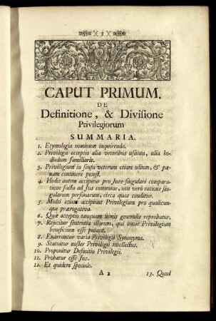 Caput Primum. De Definitione, & Divisione.