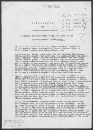Zizishausen: Inspektionsbericht 1962
