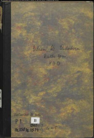 Kirchenbuchduplikat der katholischen Gemeinde Elsen, Kreis Paderborn (GHT 1865-1874) (Gemeinde: Katholische Gemeinde Elsen)