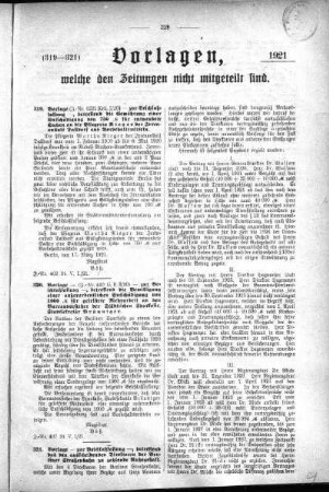 Anlagen: (319-321), Vorlagen, welche den Zeitungen nich mitgeteilt sind, 26. März 1921