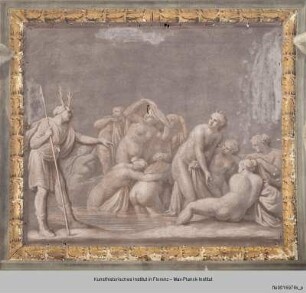 Deckengestaltung des Saales : Scheinarchitektur und Diana und Aktäon