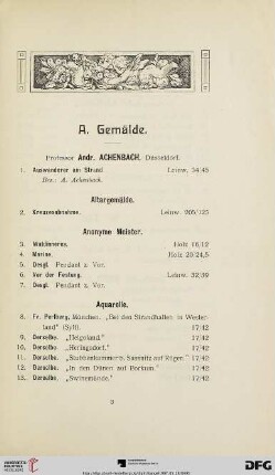 A. Gemälde (Nr. 1-184)