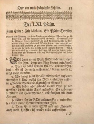 Der LXI. Psalm. Zum Ende: Für Idithun; Ein Psalm Davids.