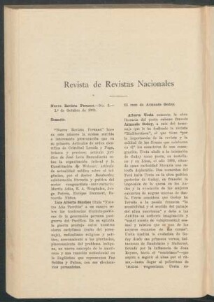 Nueva revista de peruana, no. 2, 1. de octubre de 1929