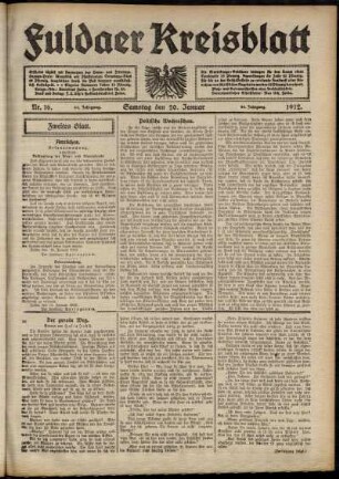 Zweite Ausgabe vom Samstag, den 20. Januar 1912.