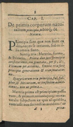 Cap. I. De primis corporum naturalium principiis, adeoque de Natura.
