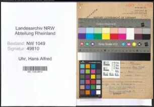 Entnazifizierung Hans Alfred Uhr , geb. 23.07.1921 (Assistenzarzt)