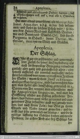 Apoplexia. Der Schlag