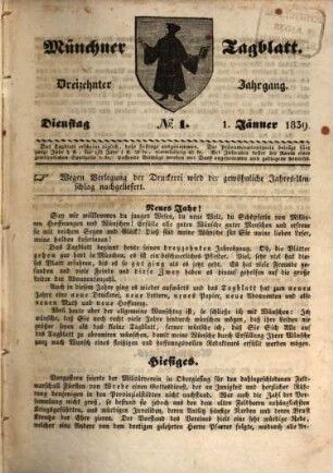 Münchener Tagblatt. 1839,[1] = Jg. 13, Jan. - Juni