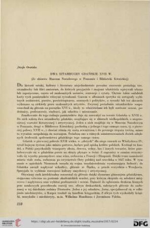 Dwa sztambuchy gdańskie XVII w. : Ze zbiorów Muzeum Narodowego w Poznaniu i Biblioteki Kórnickiej
