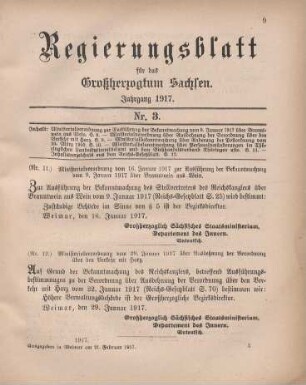 Nr. 11: Ministerialverordnung vom 16. Januar 1917 zur Ausführung der Bekanntmachung vom 9. Januar 1917 über Branntwein aus Wein