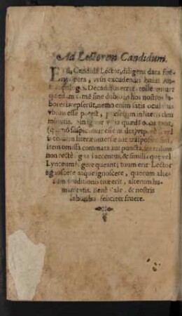 Ad Lectorem Candidum