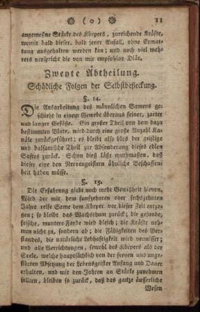 Zweyte Abtheilung. Schädliche Folgen der Selbstbefleckung.
