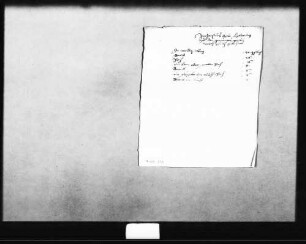 Notizblatt zum großen Pomeranzenhaus von 176 Schuh Länge, 63 Schuh Breite und 18 Schuh Höhe, mit vergleichenden Maßangaben zum Reithaus im Hirschgraben, zum Feigenhaus u. a. (Quart); kleiner Zettel mit Maßangaben zum Marstall angeklebt