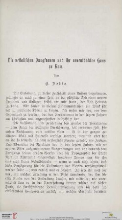 Die vestalischen Jungfrauen und ihr neuentdecktes Haus zu Rom