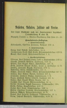 Behördenverzeichnis : Behörden, Anstalten, Institute und Vereine