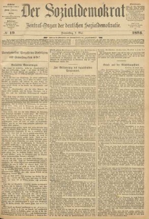 No 19. Donnerstag, 7. Mai 1885.