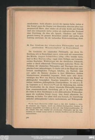 86. Das Studium der islamischen Philosophie und der „arabischen Wissenschaften“ in Deutschland