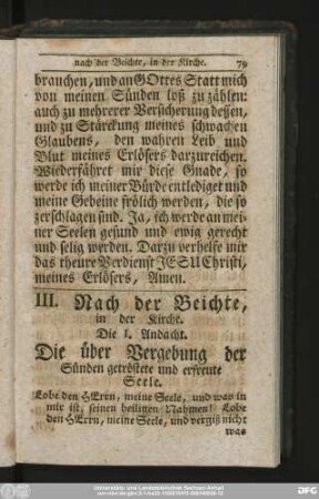Die I. Andacht. Die über Vergebung der Sünden getröstete und erfreute Seele.
